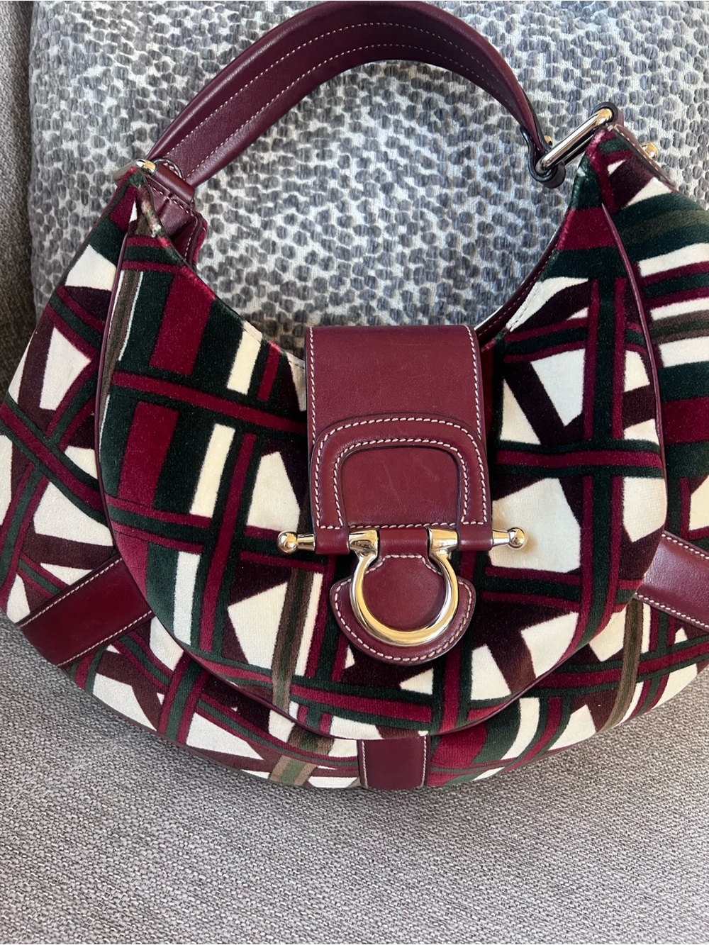 Gucci Limited Edition 85th Anniversary Horsebit Burgundy Green Shoulder Hobo Bag - Picture 7 of 12
